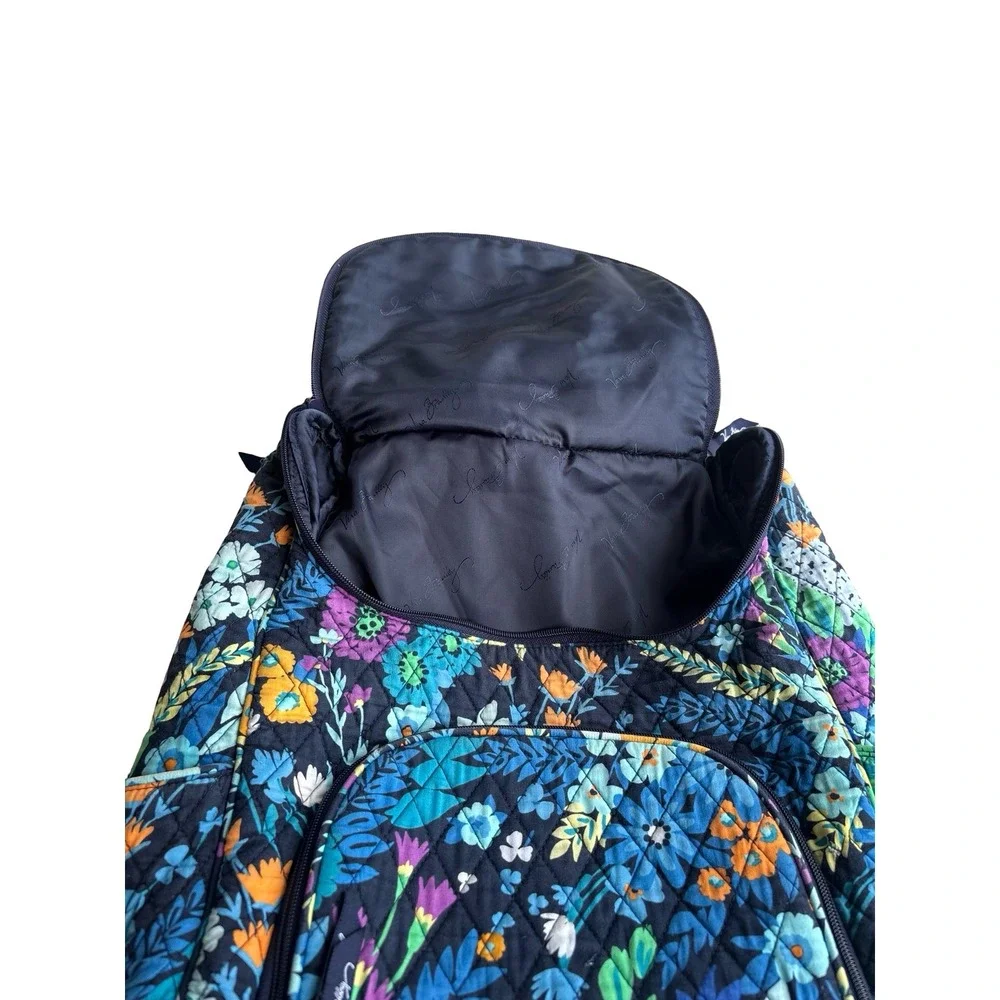Vera Bradley Quilted Cotton Floral Backpack Blue Purple Yellow Medium Bag